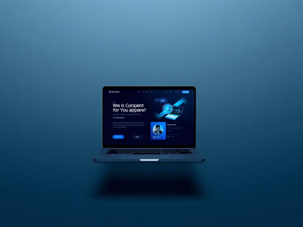 Website design for Infusion Technology Service shown on a floating laptop